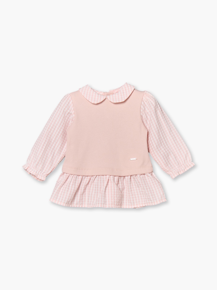 Cotton Peter Pan Collar Long Sleeve Pyjama Set with Gingham Checks
