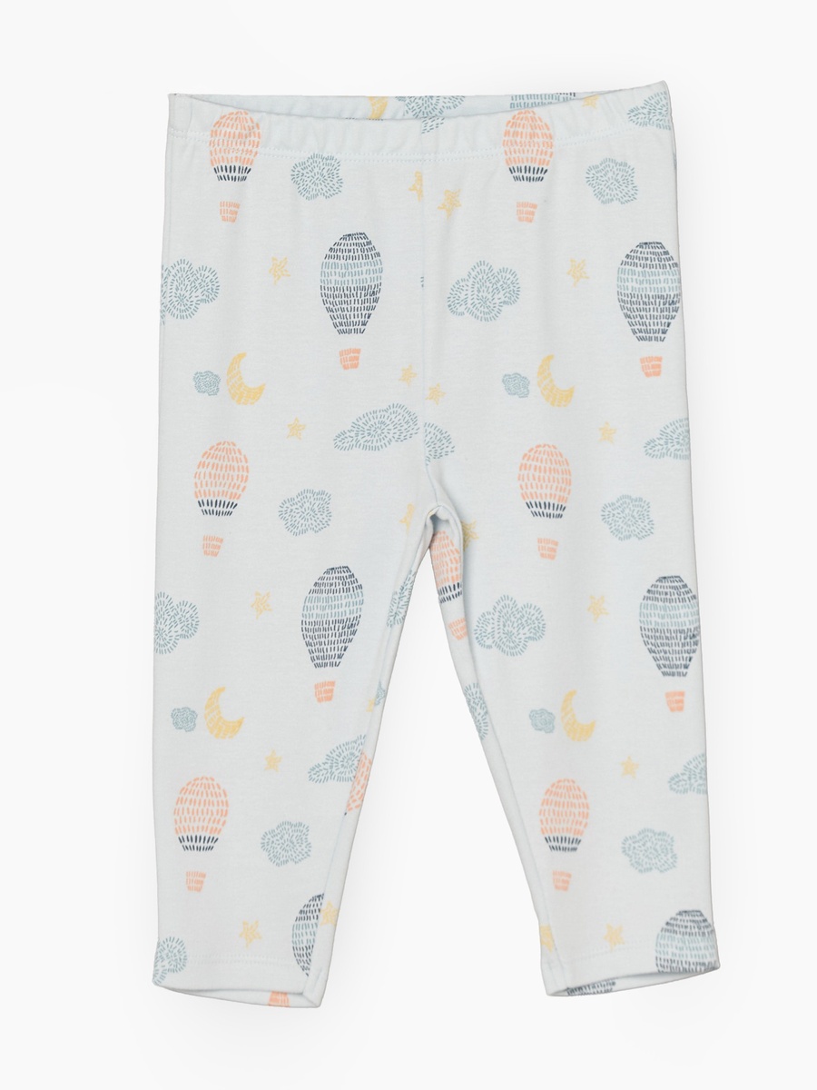 Cotton Crew Neck Long Sleeves Pyjama Set with Hot Air Balloon Print
