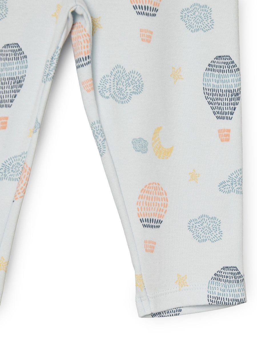 Cotton Crew Neck Long Sleeves Pyjama Set with Hot Air Balloon Print
