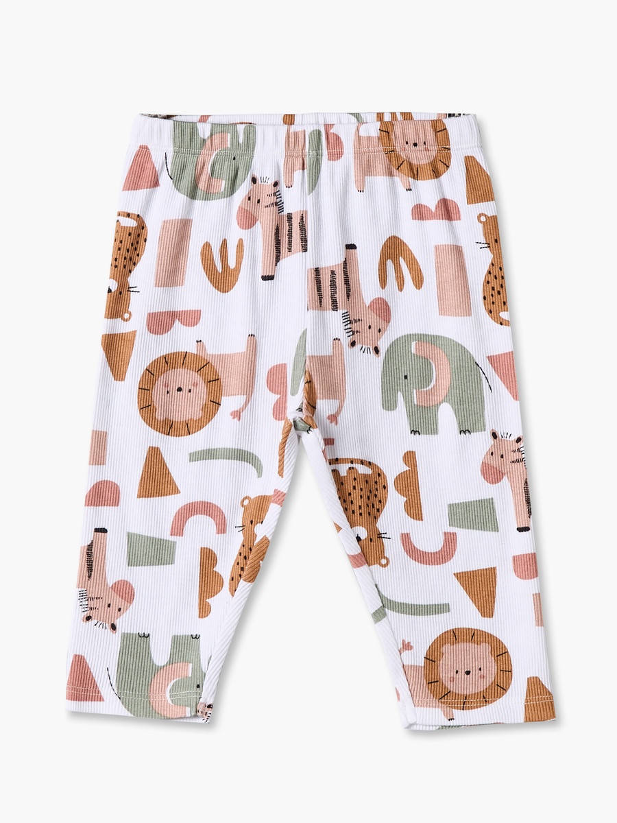 Cotton Crew Neck Long Sleeves Pyjama Set with Safari Print