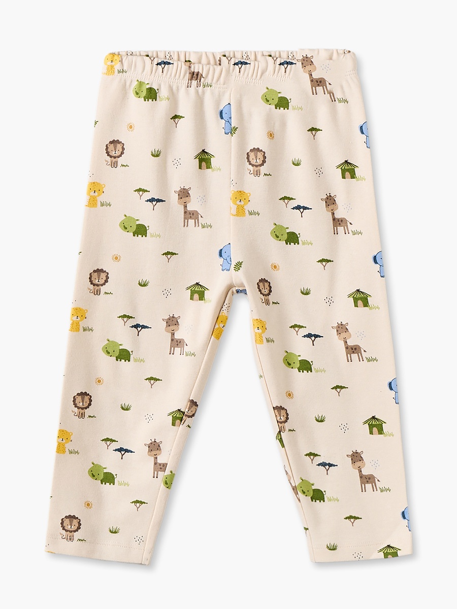 Cotton Crew Neck Long Sleeves Pyjama Set with Safari Print