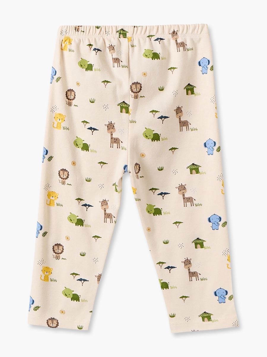 Cotton Crew Neck Long Sleeves Pyjama Set with Safari Print