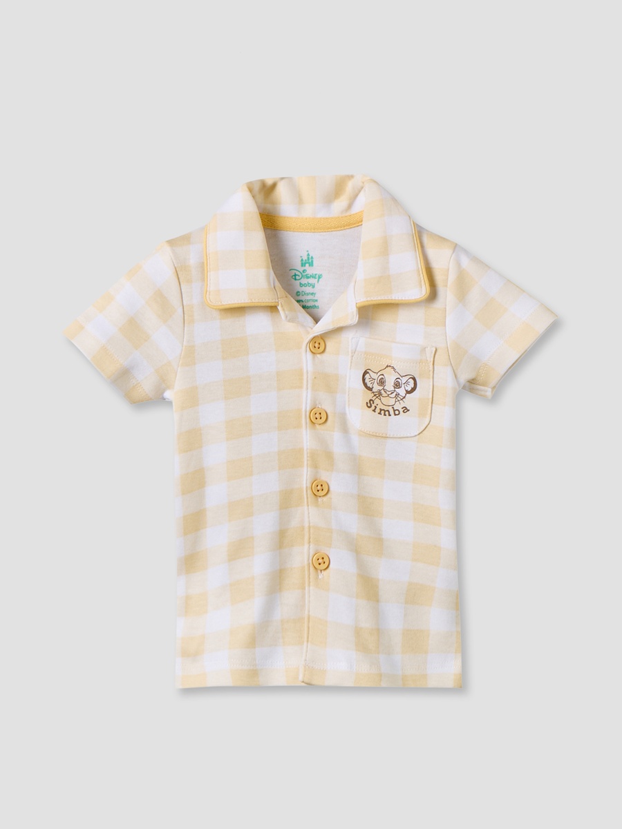 Collared Short Sleeves Shirt and Shorts Set with Simba Print