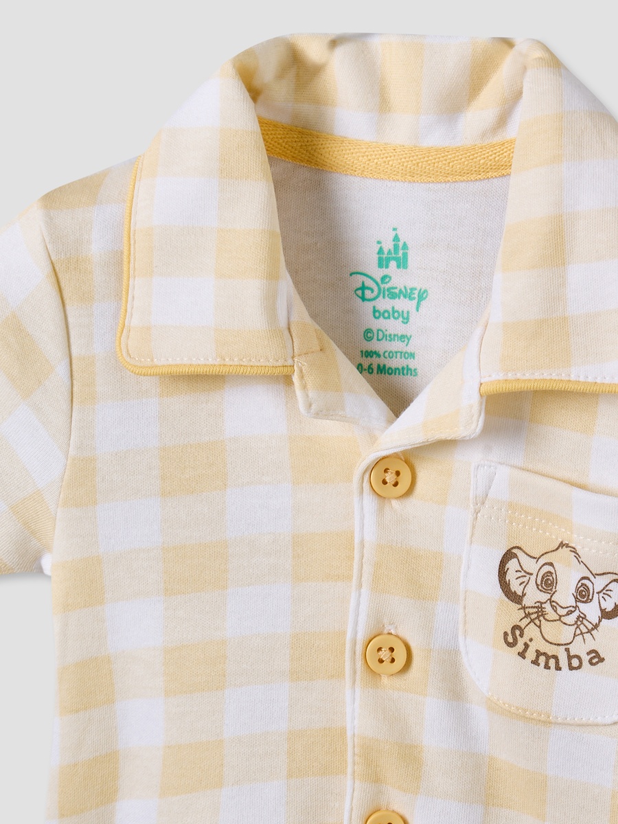 Collared Short Sleeves Shirt and Shorts Set with Simba Print