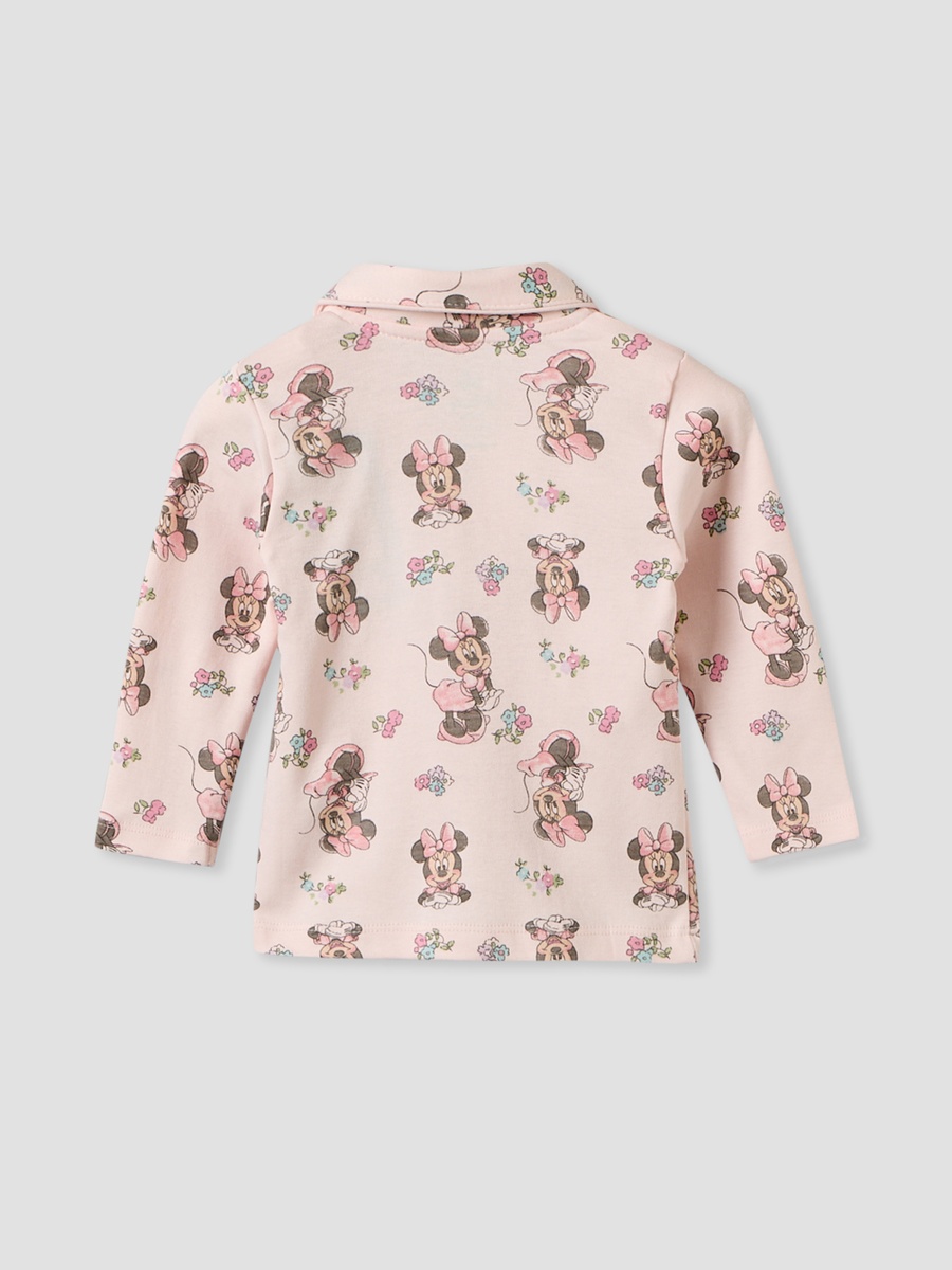 Cotton Collared Long Sleeves Pyjama Set with Minnie Mouse Print