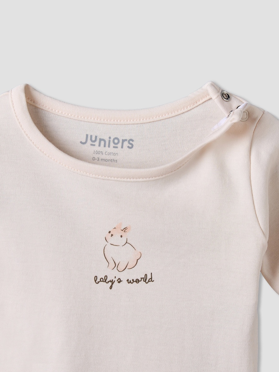 Pack of 2 Cotton Round Neck Long Sleeves Pyjama Set with Bunny Print