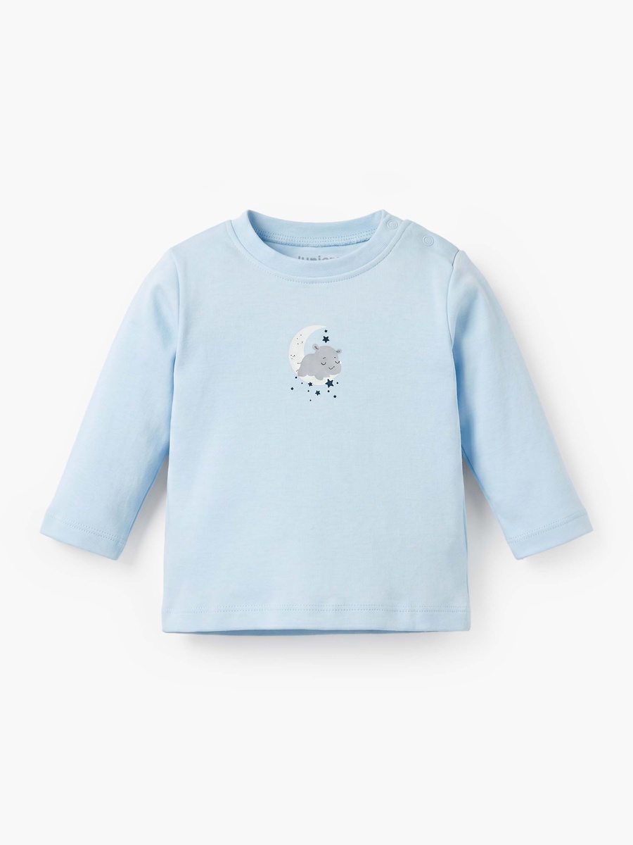 Cotton Crew Neck Long Sleeves Pyjama Set with Celestial Print