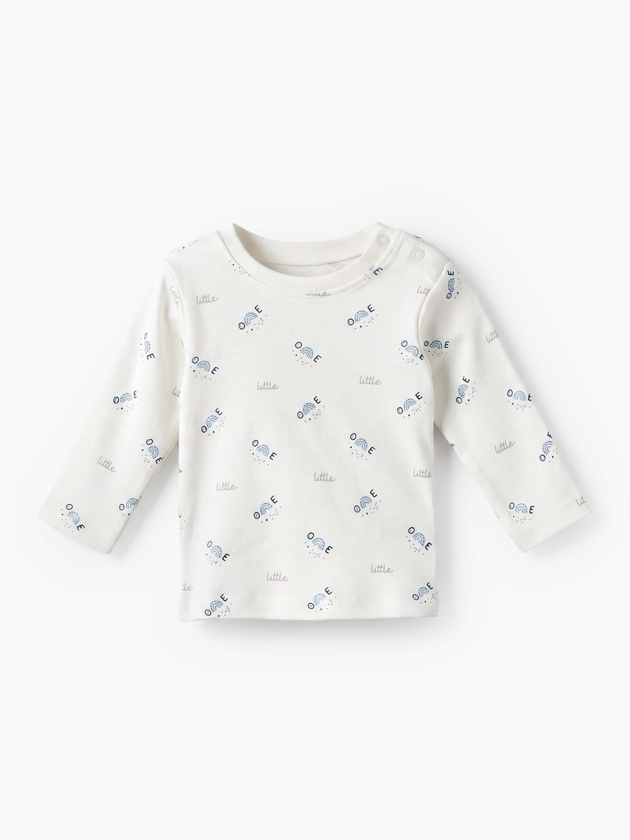 Cotton Crew Neck Long Sleeves Pyjama Set with Celestial Print