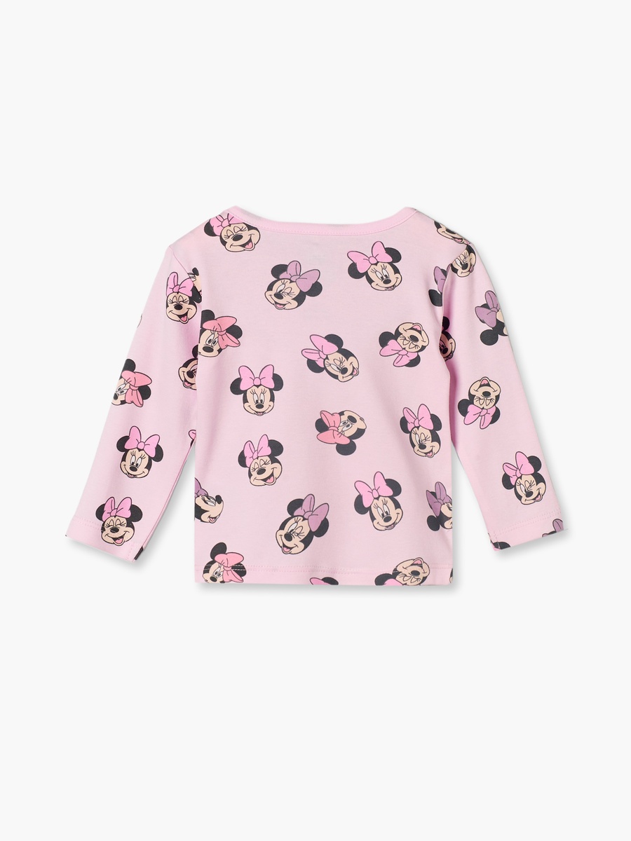 Cotton Crew Neck Long Sleeves Pyjama Set with Minnie Mouse Print