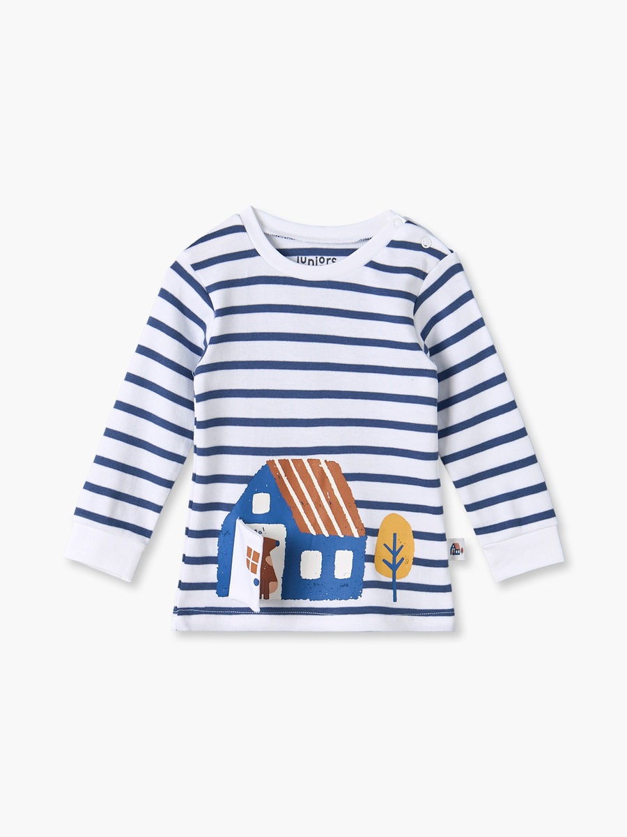 Cotton Crew Neck Long Sleeves Pyjama Set with Home Print