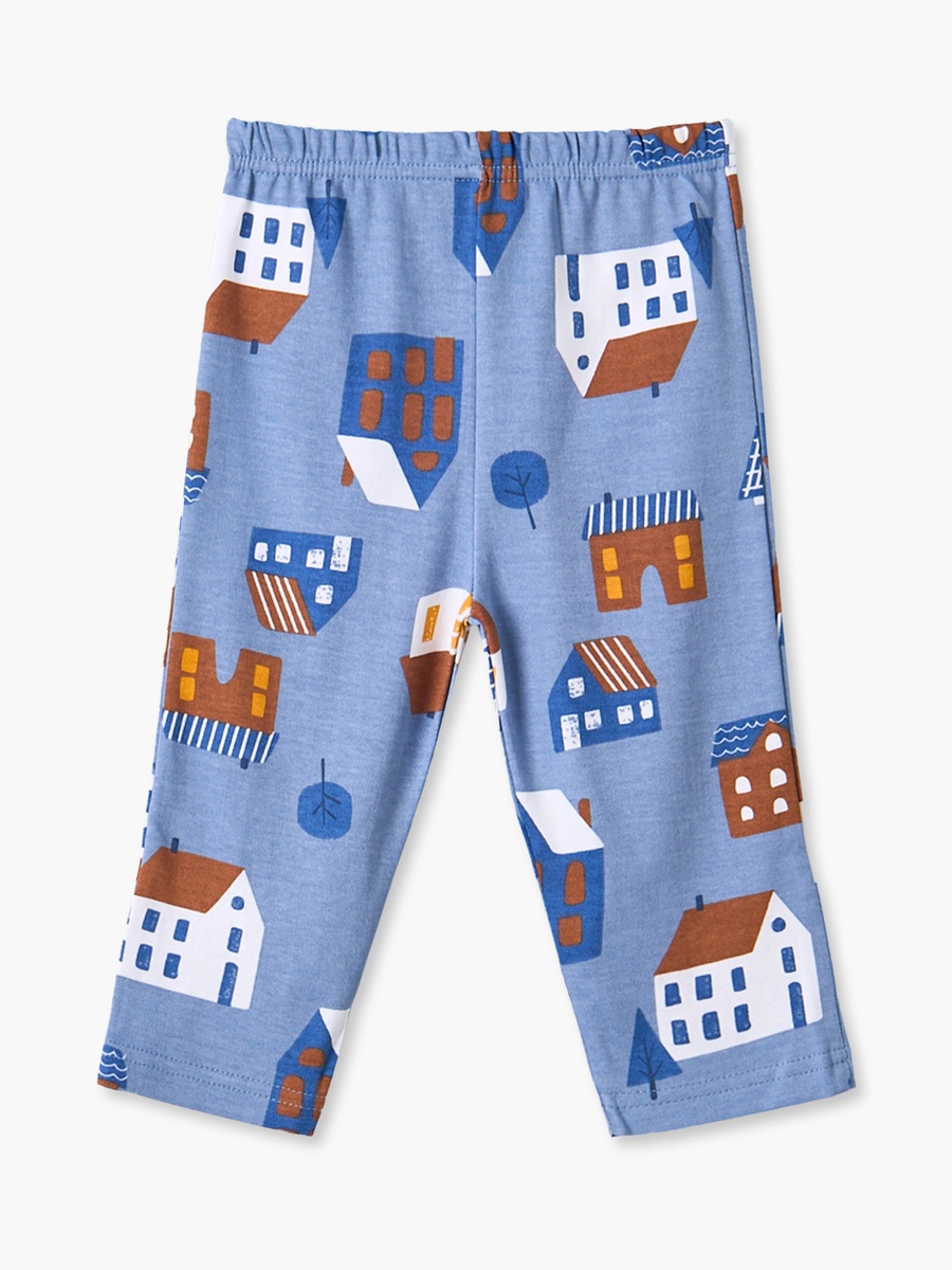 Cotton Crew Neck Long Sleeves Pyjama Set with Home Print