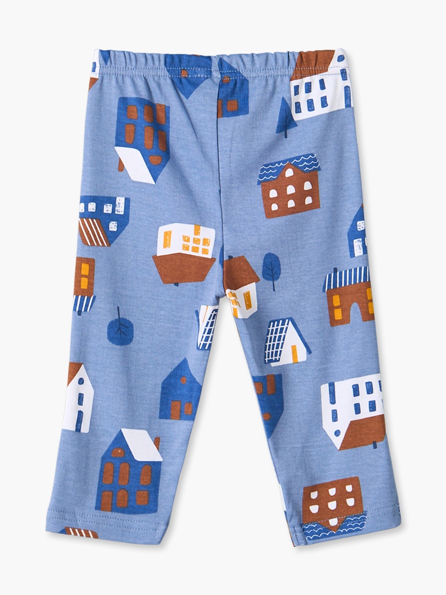 Cotton Crew Neck Long Sleeves Pyjama Set with Home Print