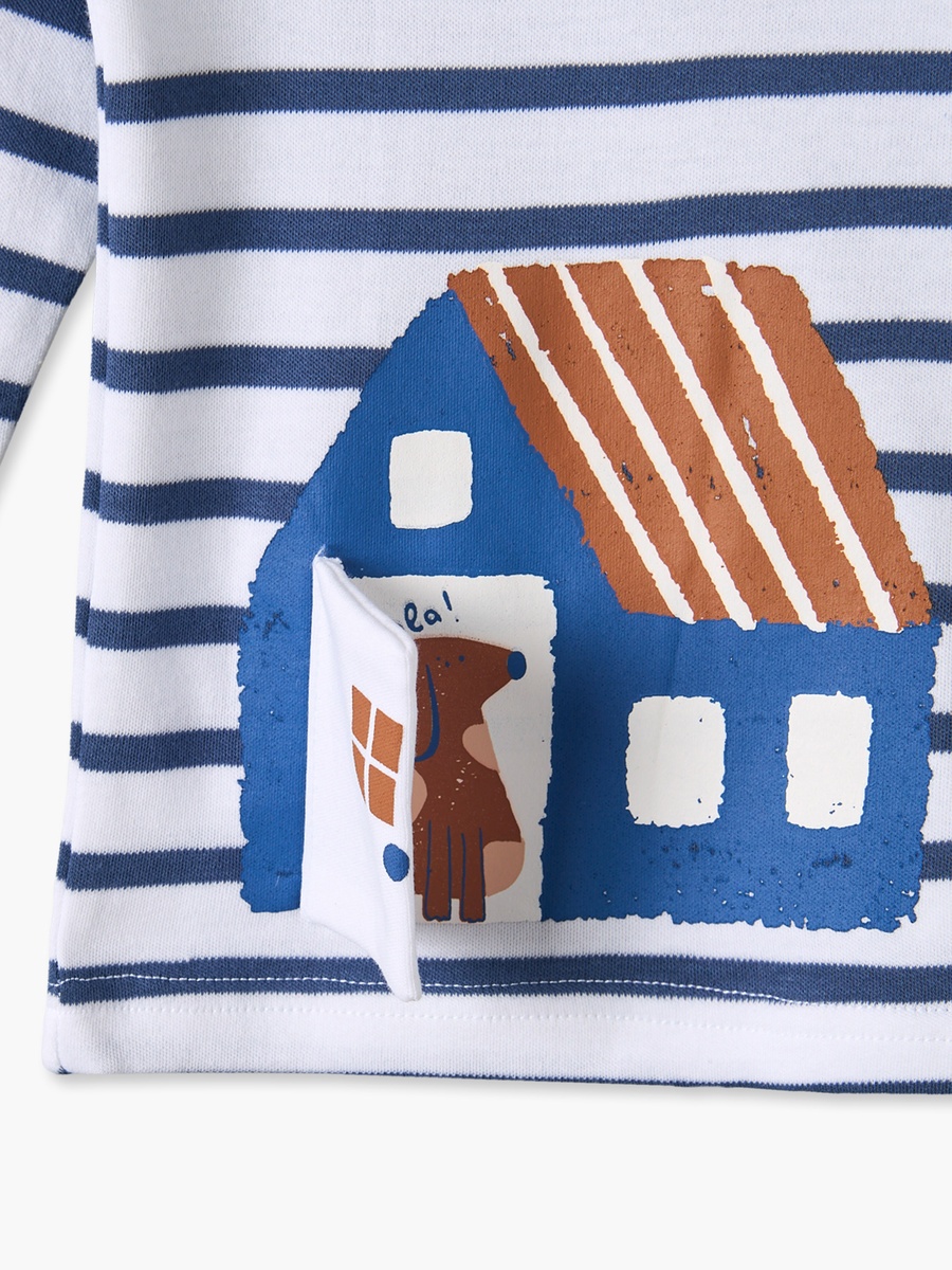 Cotton Crew Neck Long Sleeves Pyjama Set with Home Print