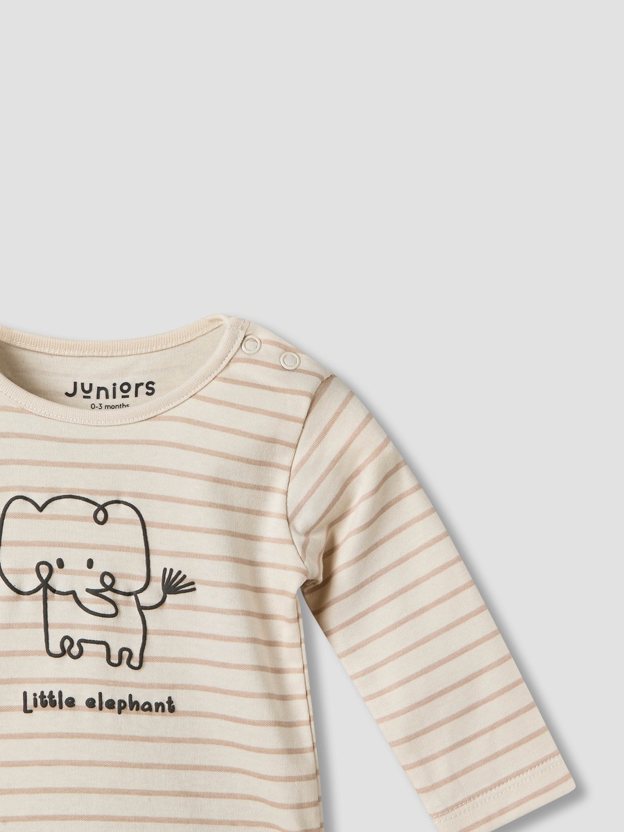 Pack of 2 Cotton Round Neck Long Sleeves Pyjama Set with Elephant Print