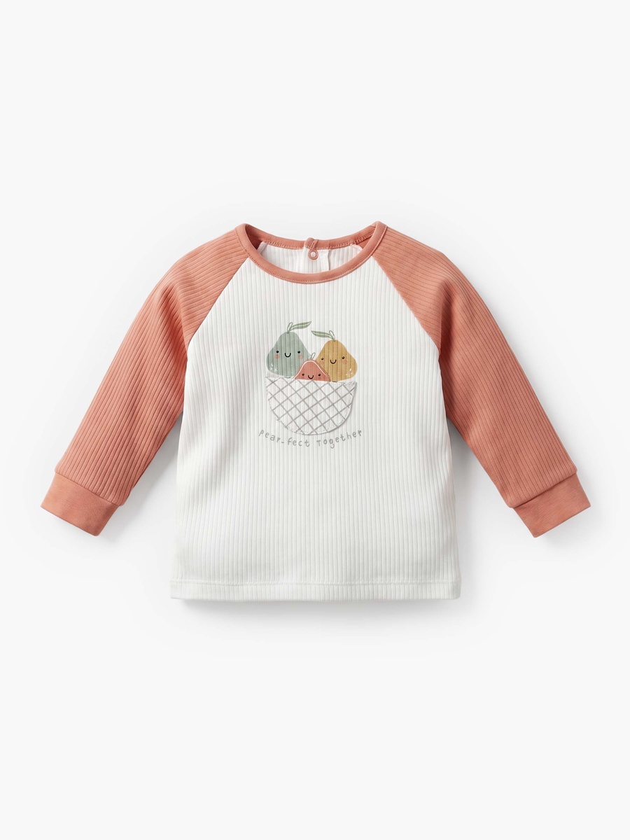 Cotton Round Neck Long Sleeves Pyjama Set with Fruit Print