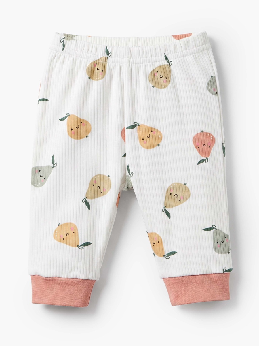 Cotton Round Neck Long Sleeves Pyjama Set with Fruit Print