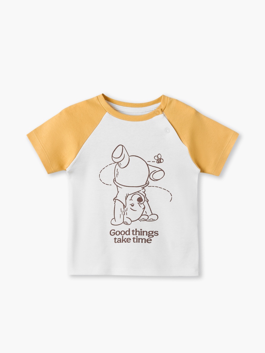 Crew Neck Short Sleeves T-Shirt and Shorts Set with Winnie The Pooh Print