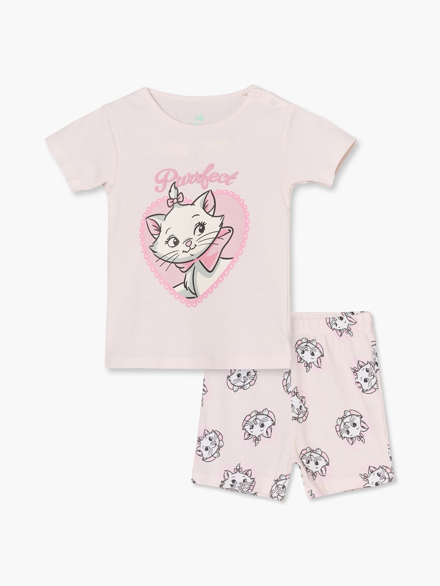 Crew Neck Short Sleeves T-Shirt and Shorts Set with Marie Print