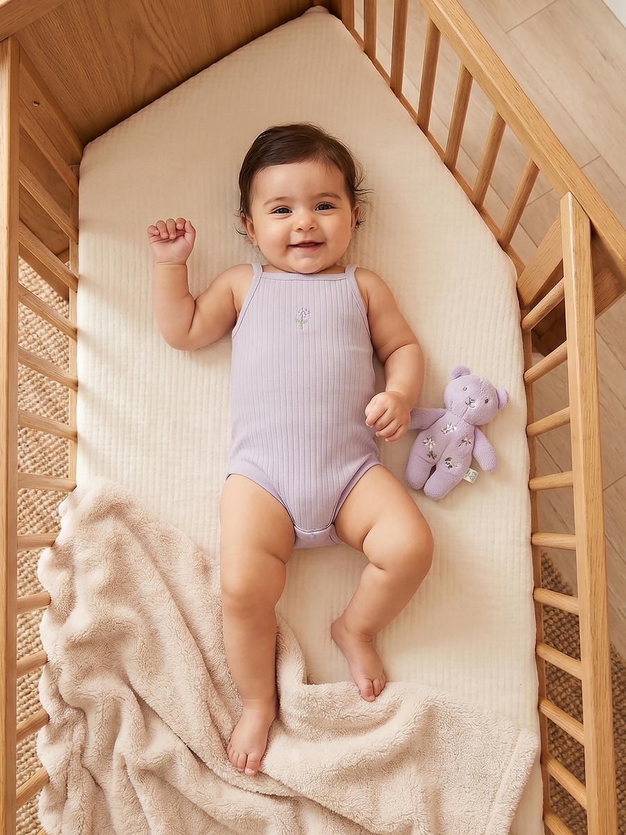 Pack of 2 Cotton Square Neck Sleeveless Bodysuit with Floral Print