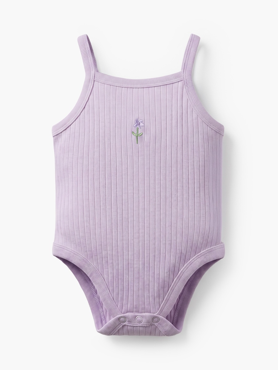 Pack of 2 Cotton Square Neck Sleeveless Bodysuit with Floral Print