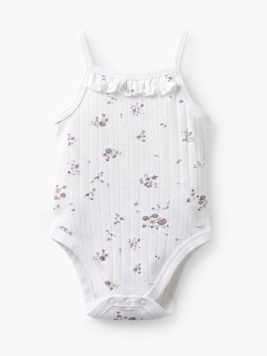 Pack of 2 Cotton Square Neck Sleeveless Bodysuit with Floral Print