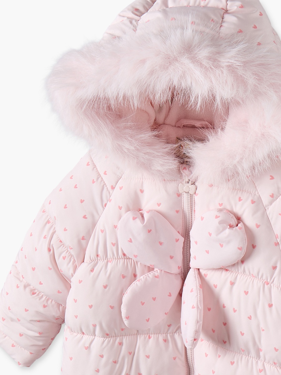Hooded Long Sleeves Coverall with Heart Print
