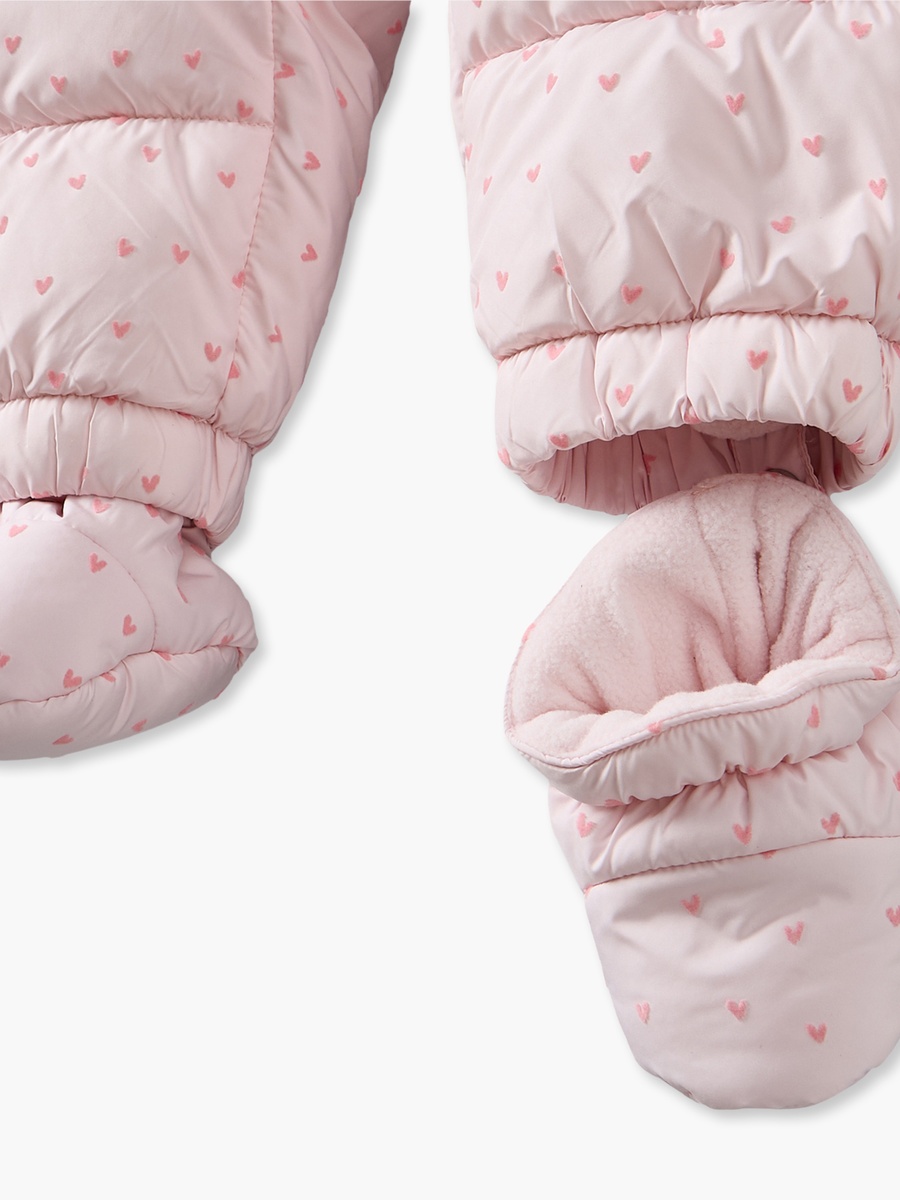 Hooded Long Sleeves Coverall with Heart Print