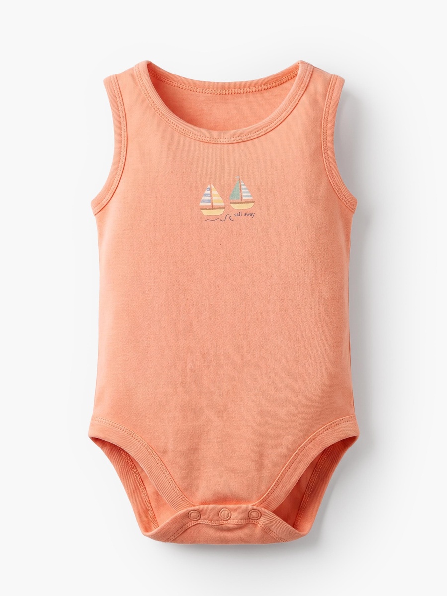 Pack of 5 Crew Neck Sleeveless Bodysuit with Nautical Print