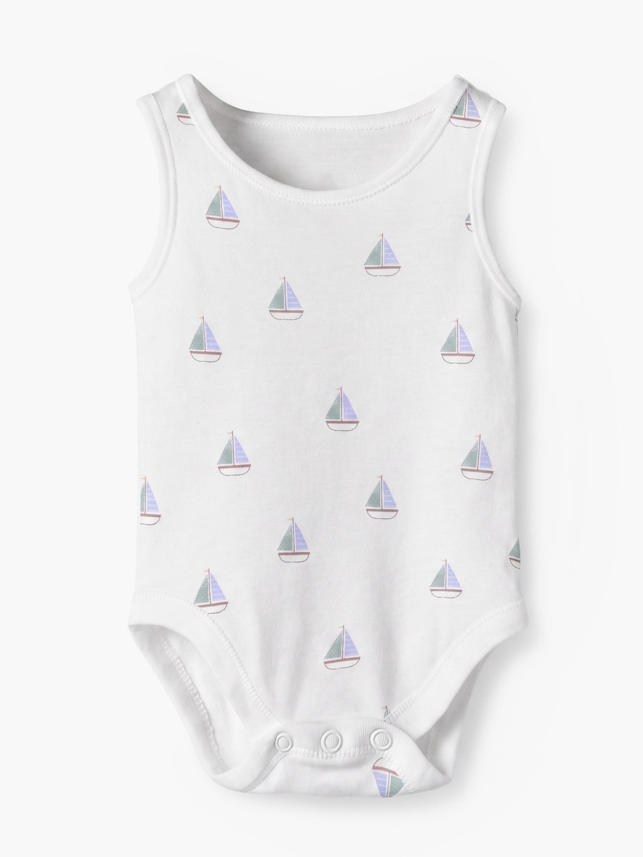 Pack of 5 Crew Neck Sleeveless Bodysuit with Nautical Print