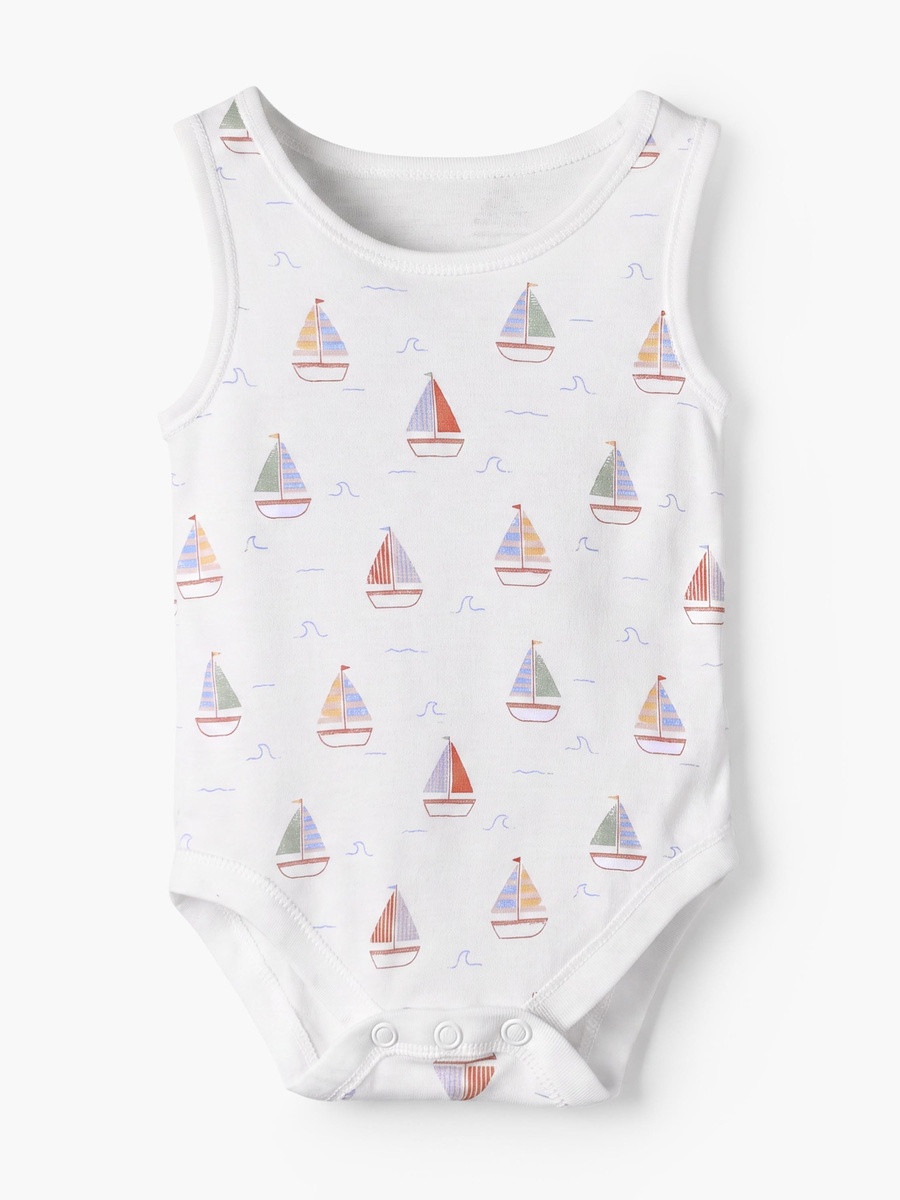 Pack of 5 Crew Neck Sleeveless Bodysuit with Nautical Print