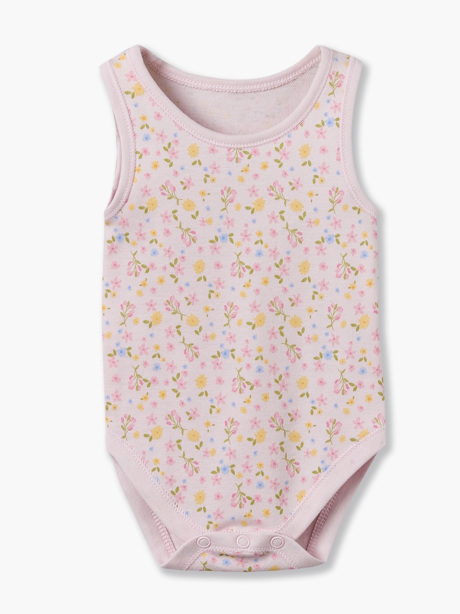 Pack of 7 Cotton Crew Neck Sleeveless Bodysuit with Snap Button Closure