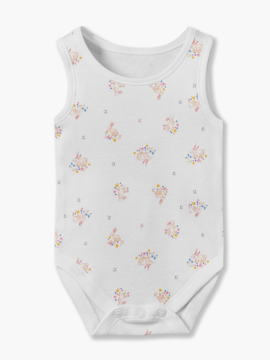 Pack of 7 Cotton Crew Neck Sleeveless Bodysuit with Snap Button Closure