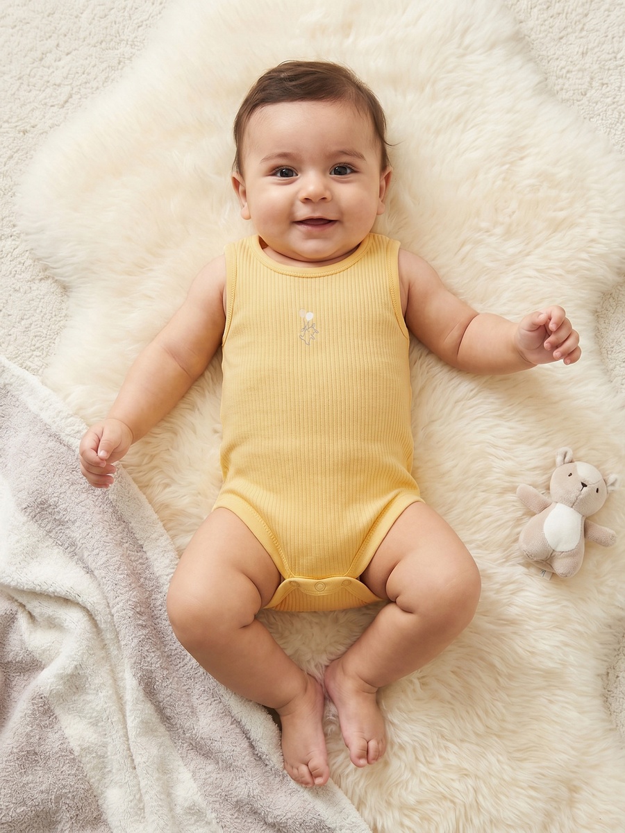 Pack of 7 Round Neck Sleeveless Bodysuit with Snap Button Closure