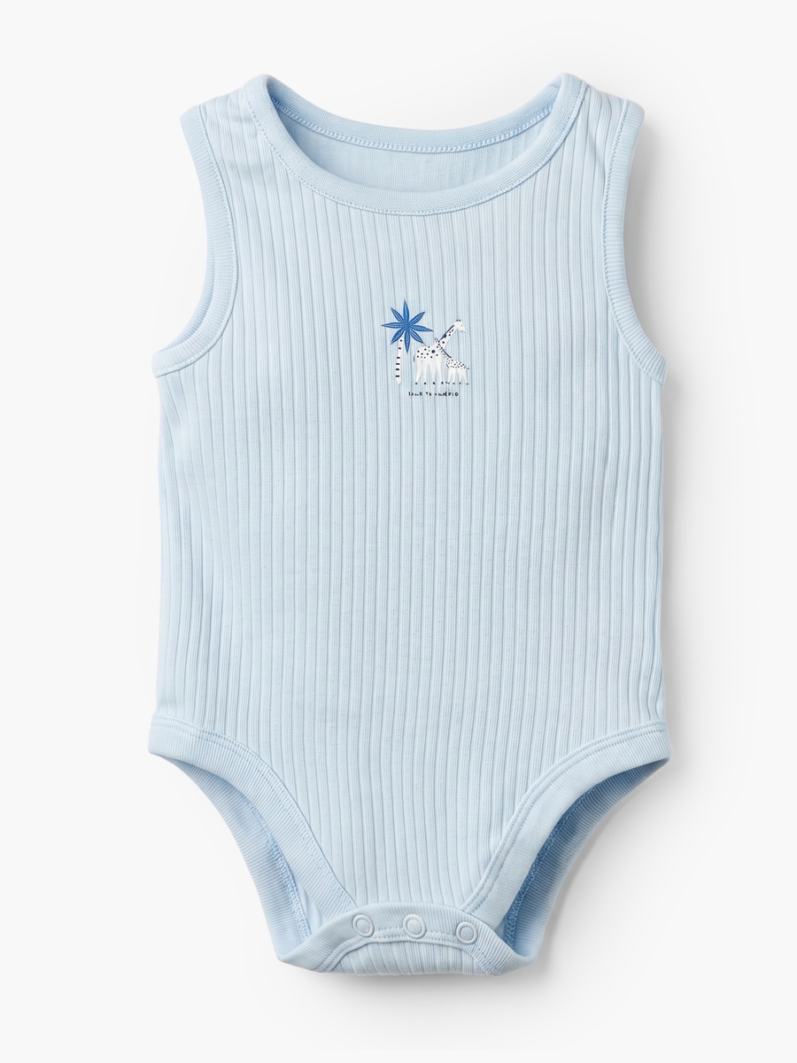 Pack of 7 Crew Neck Sleeveless Bodysuit with Safari Print