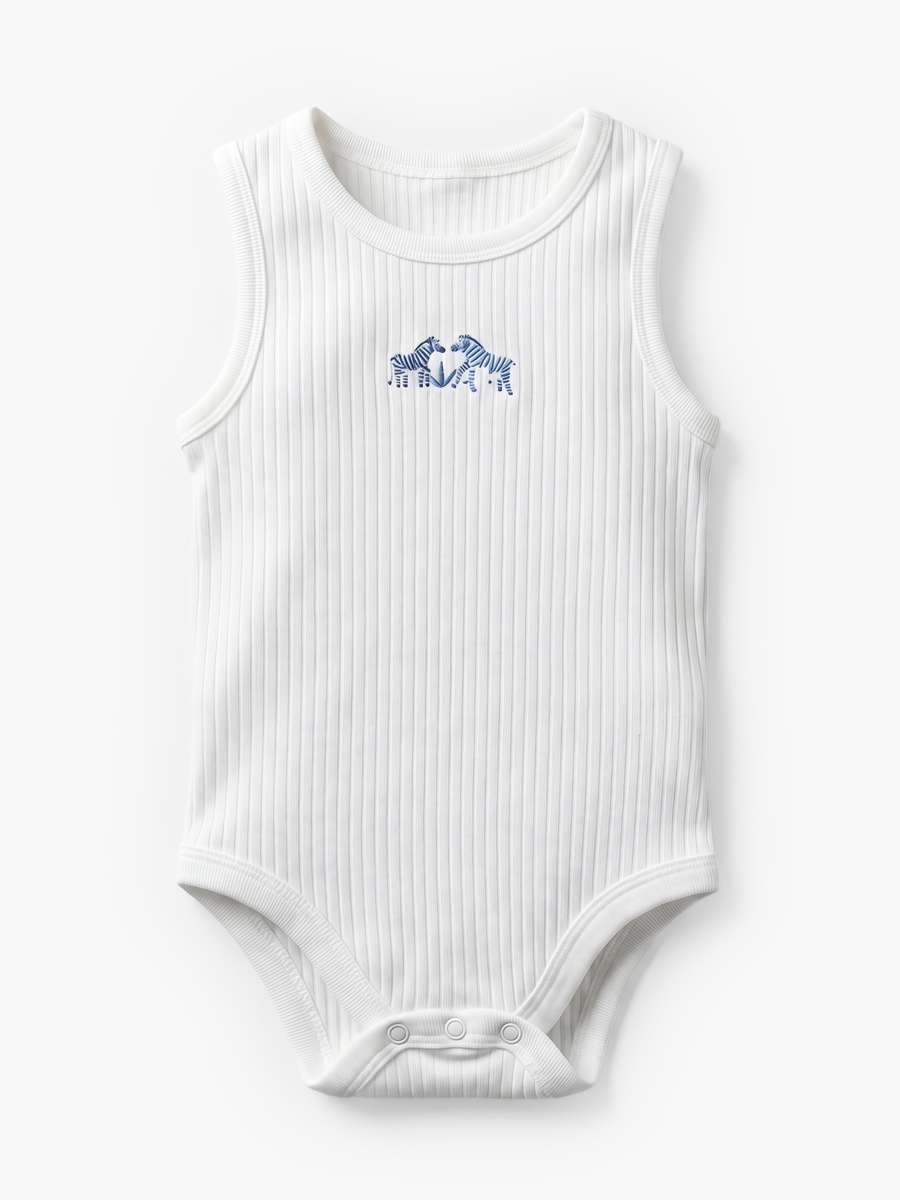 Pack of 7 Crew Neck Sleeveless Bodysuit with Safari Print