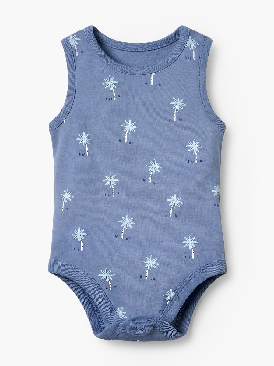 Pack of 7 Crew Neck Sleeveless Bodysuit with Safari Print