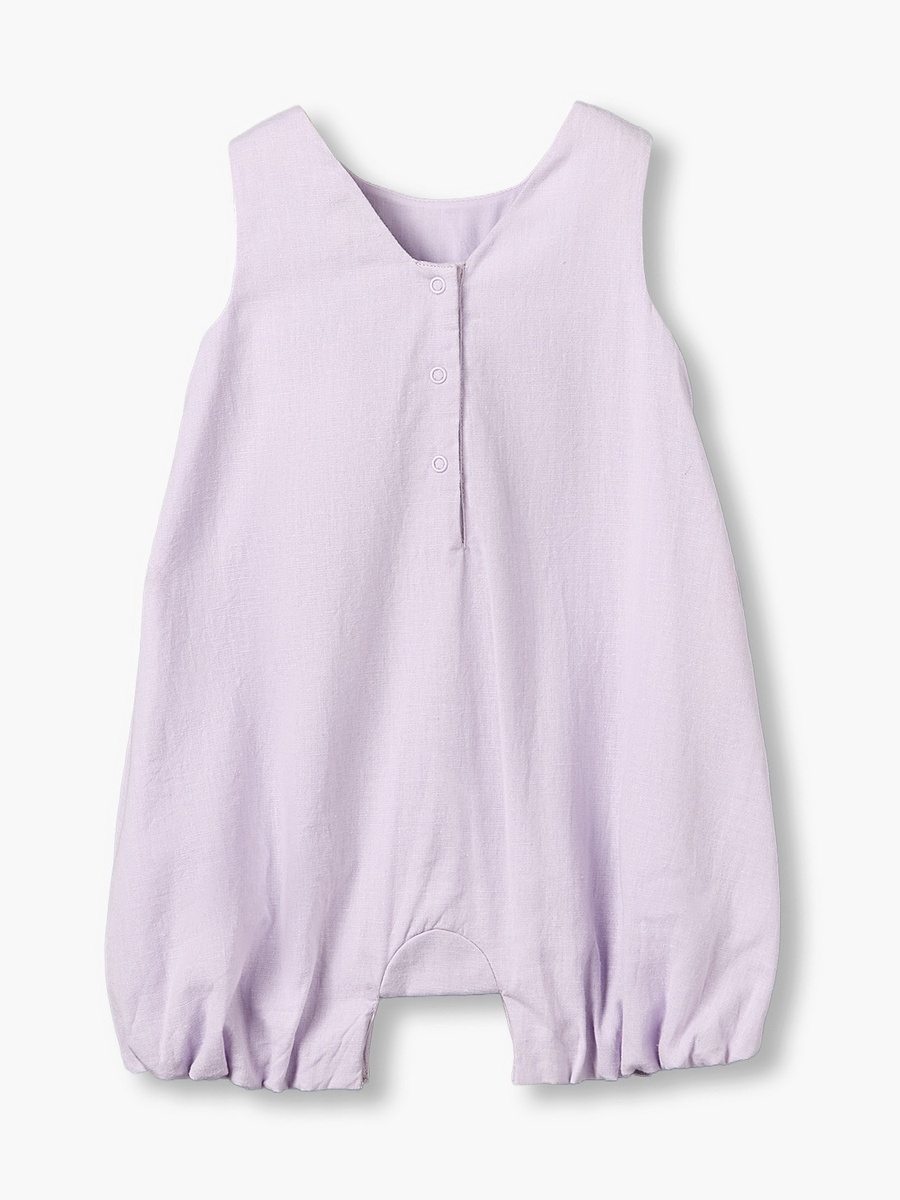 Round Neck Sleeveless Romper with Embroidered Bow