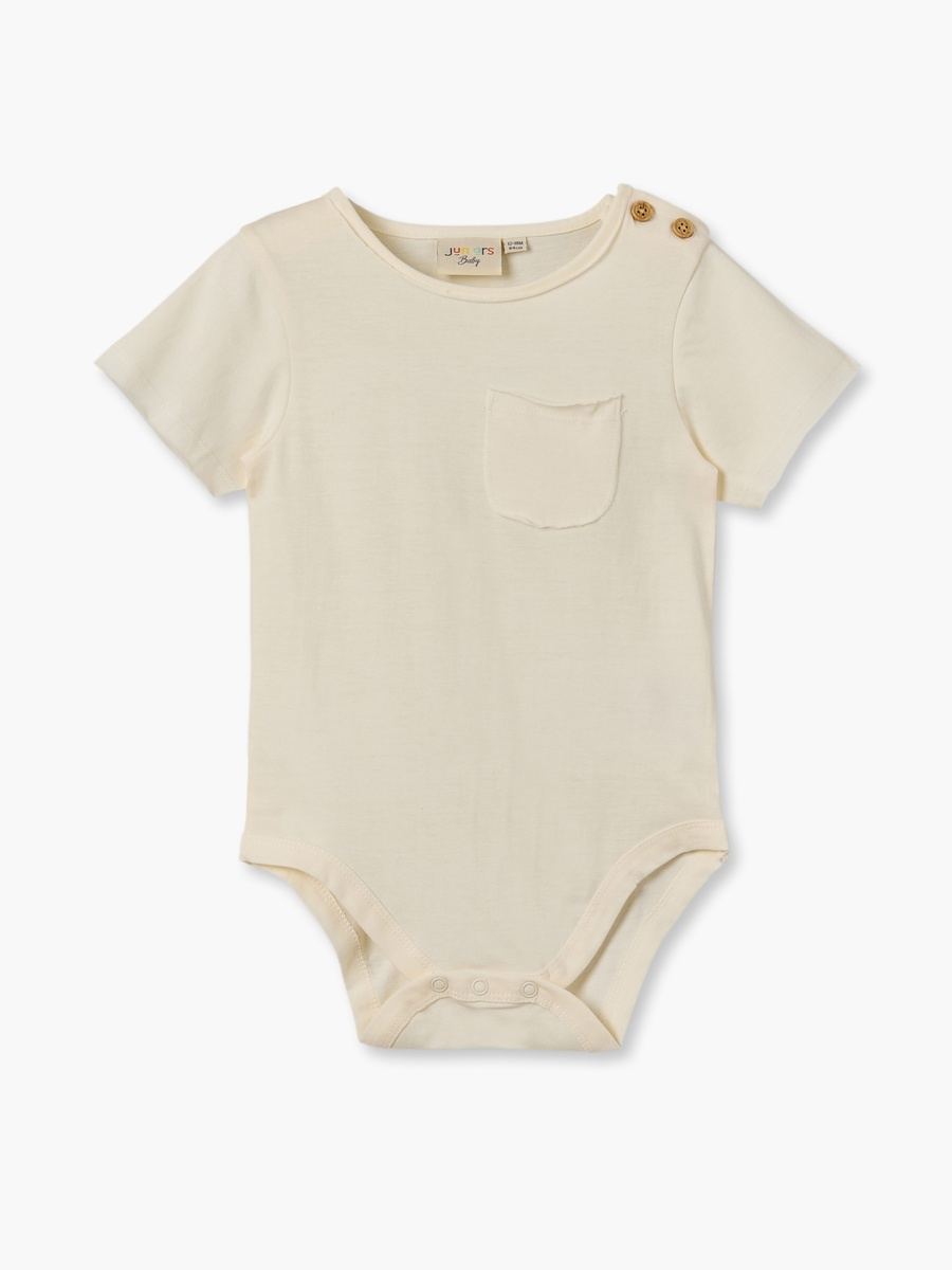 Pack of 2 Crew Neck Short Sleeves Bodysuit with Pocket