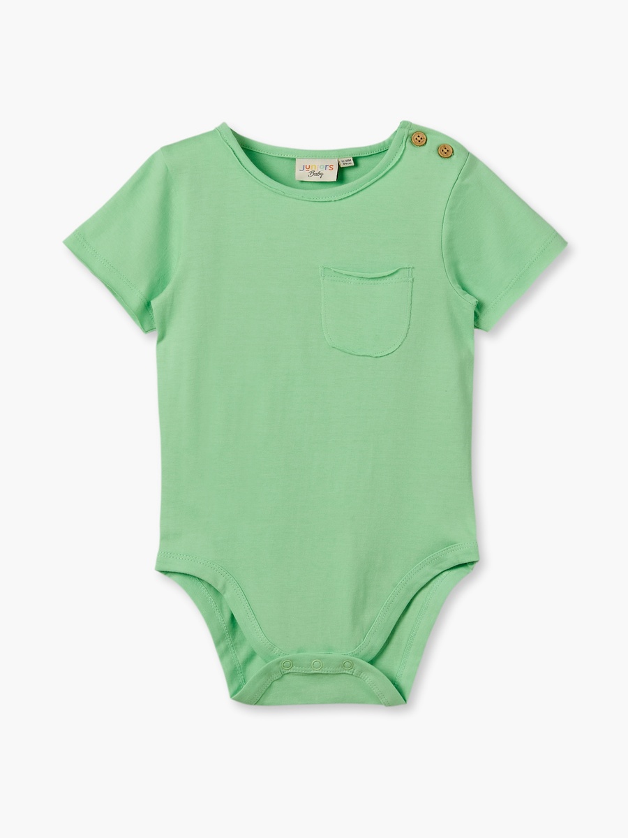 Pack of 2 Crew Neck Short Sleeves Bodysuit with Pocket