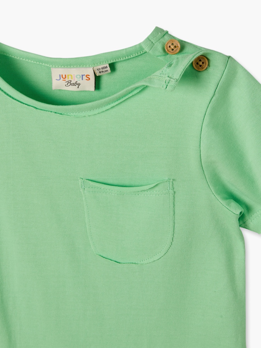 Pack of 2 Crew Neck Short Sleeves Bodysuit with Pocket