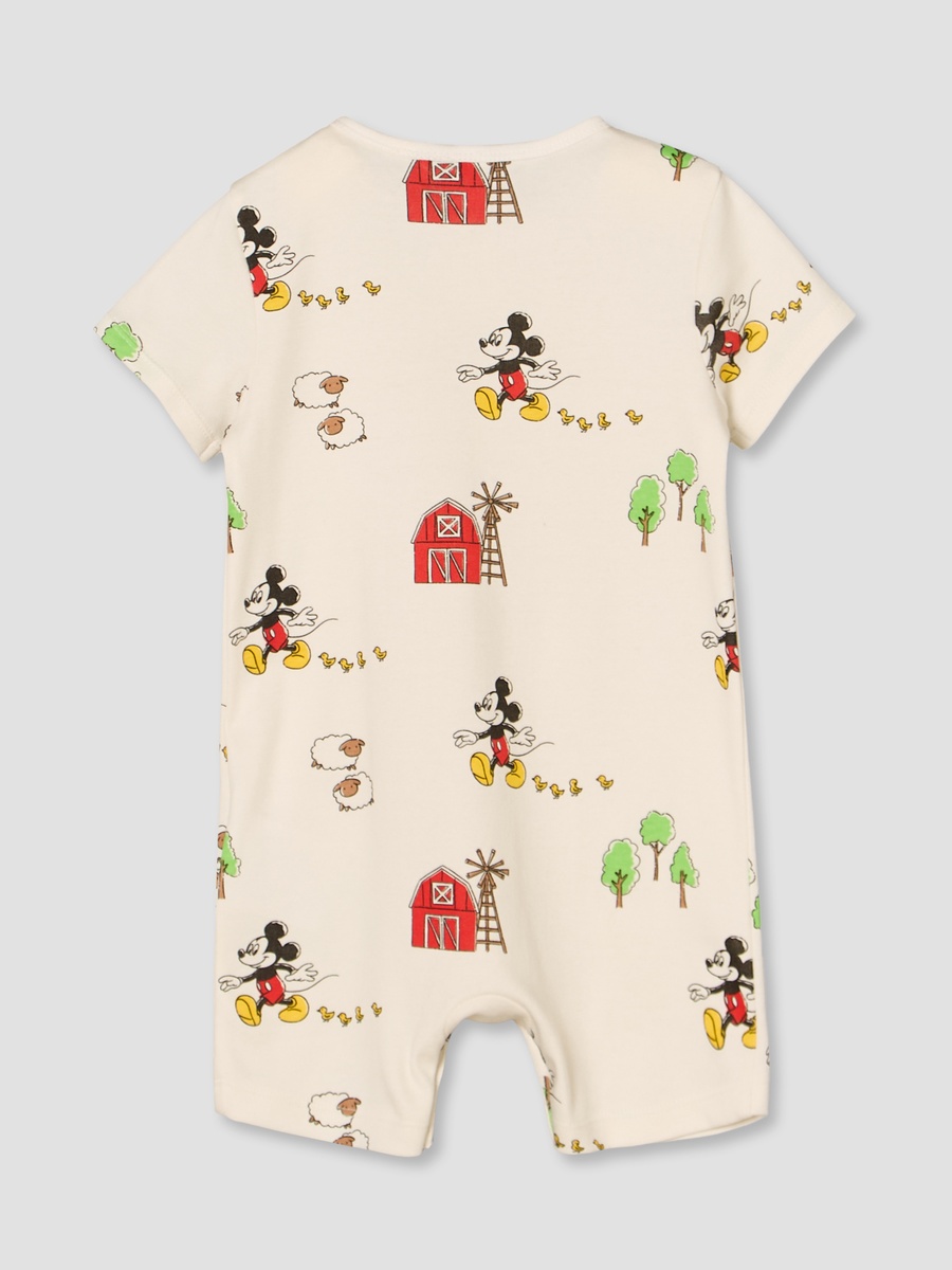 Henley Neck Short Sleeves Romper with Winnie-the-Pooh Print