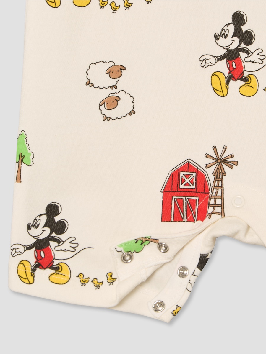 Henley Neck Short Sleeves Romper with Winnie-the-Pooh Print
