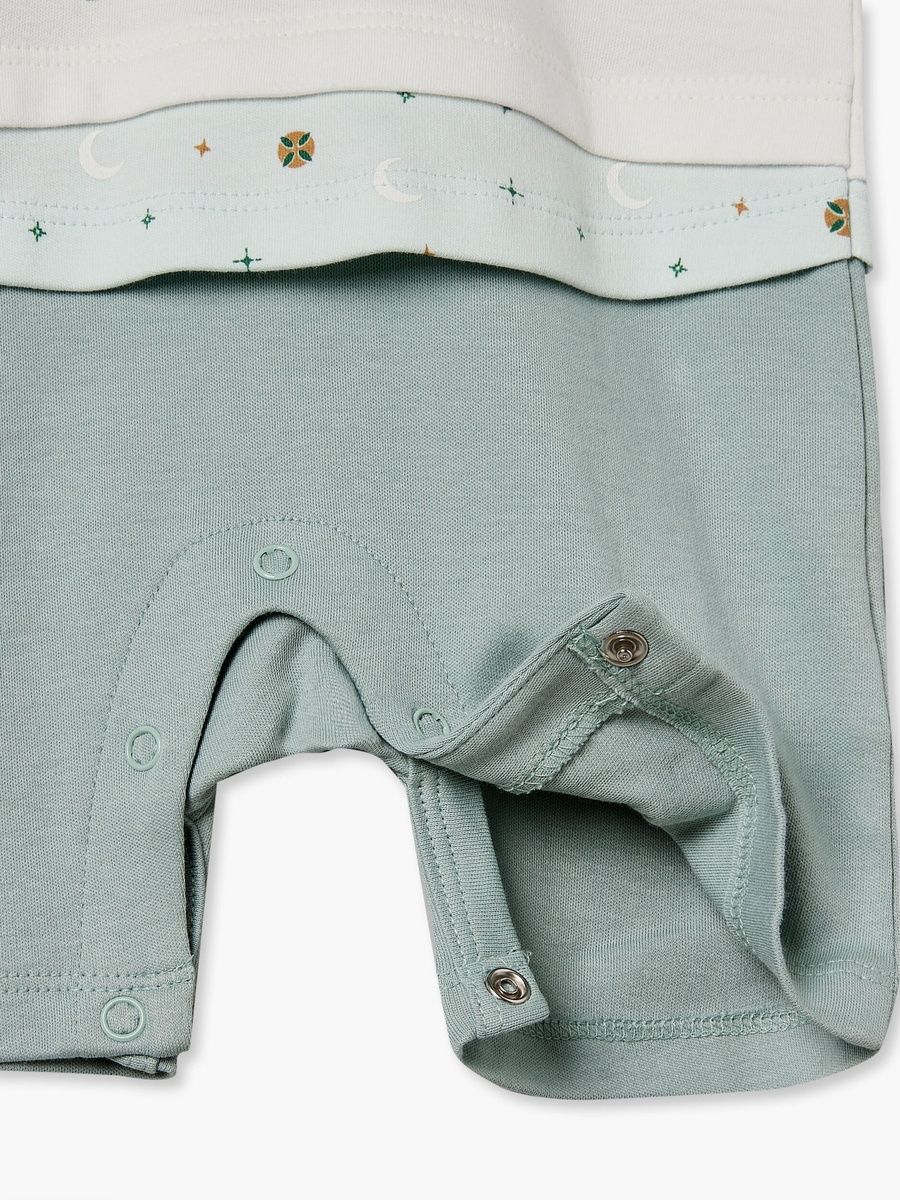 Collared Short Sleeves Romper with Desert Print