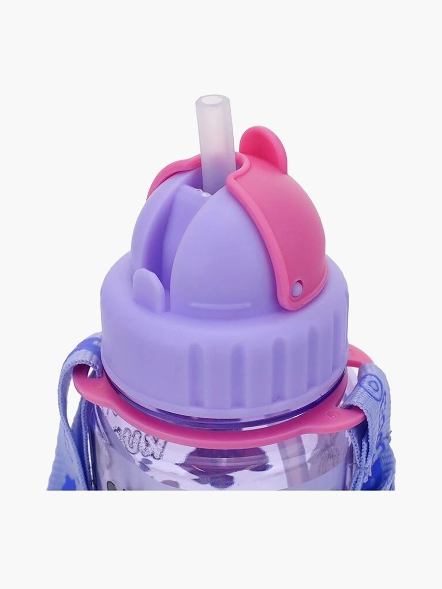 Kuromi Print Water Bottle with Straw and Strap Handle - 540 ml