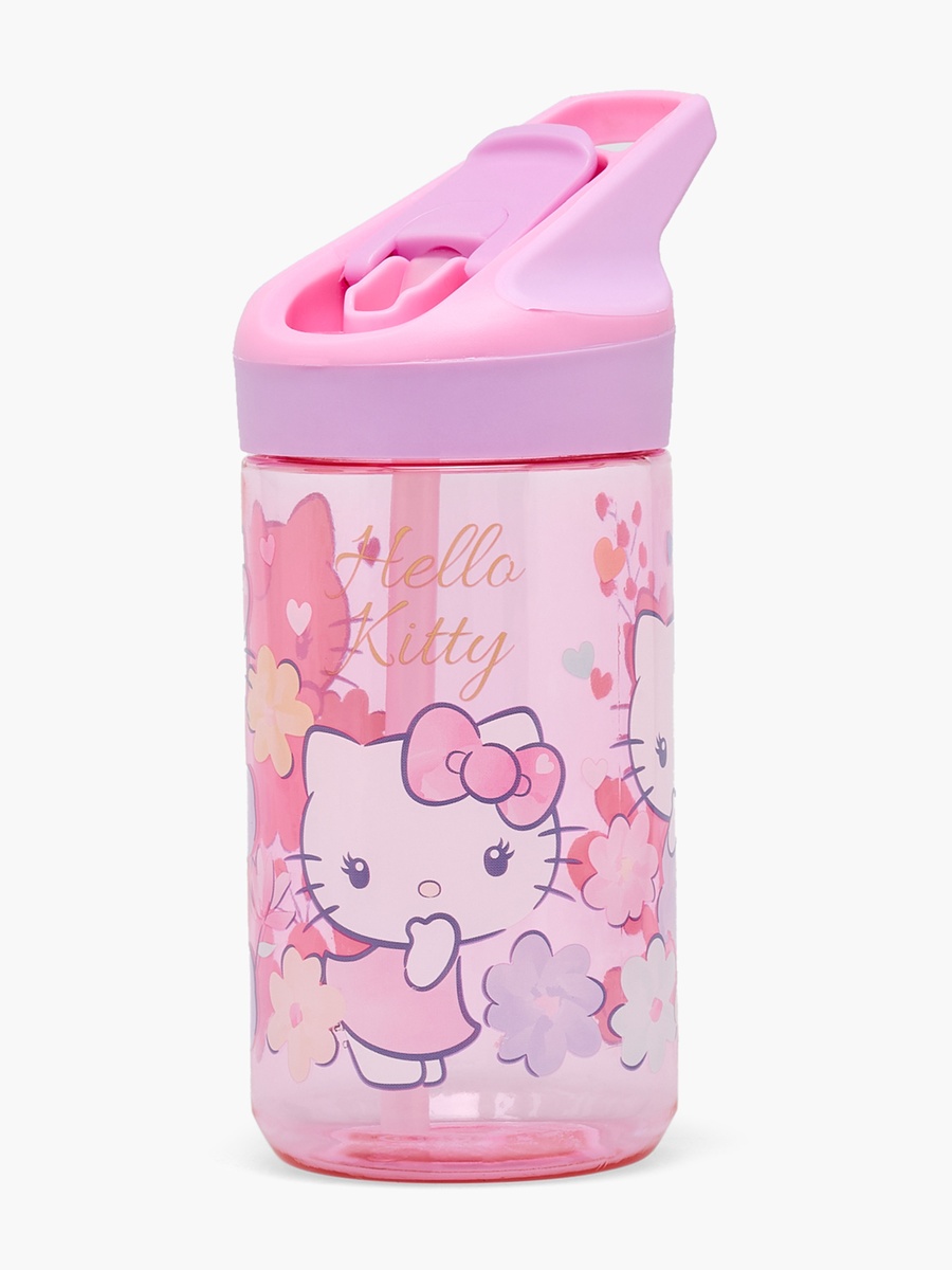 Hello Kitty Print Water Bottle with Flip Spout and Handle - 480 ml