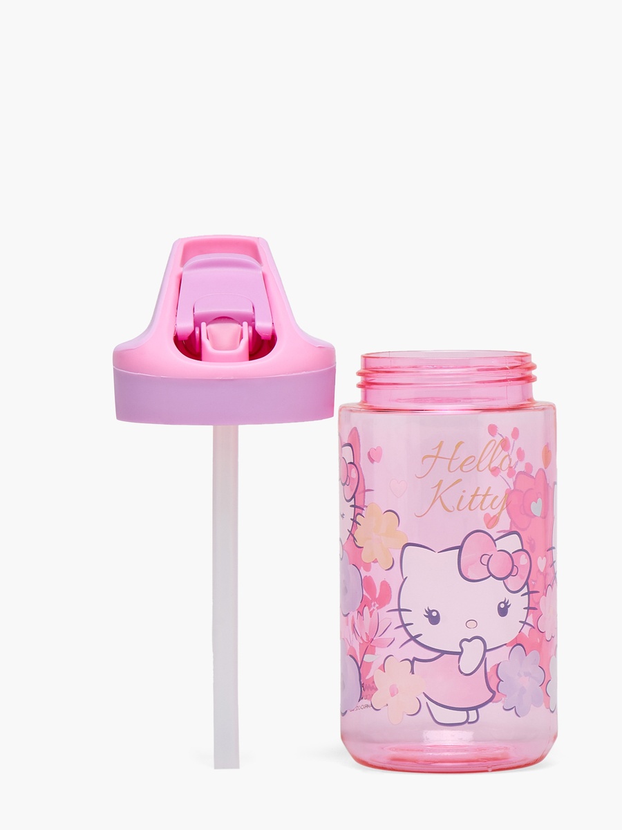 Hello Kitty Print Water Bottle with Flip Spout and Handle - 480 ml