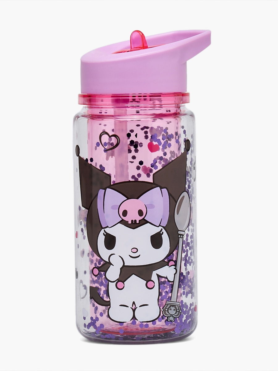 Kuromi Print Water Bottle with Flip Spout and Handle - 330 ml