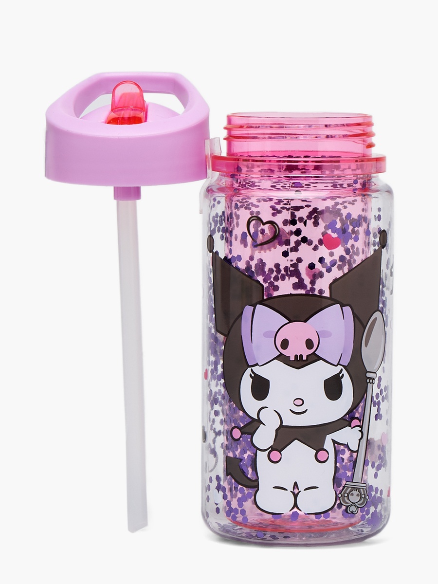 Kuromi Print Water Bottle with Flip Spout and Handle - 330 ml
