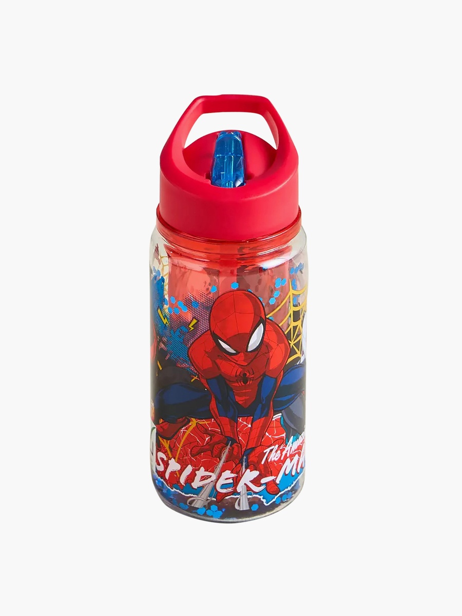 Spider-Man Print Water Bottle with Flip Spout and Handle - 330 ml