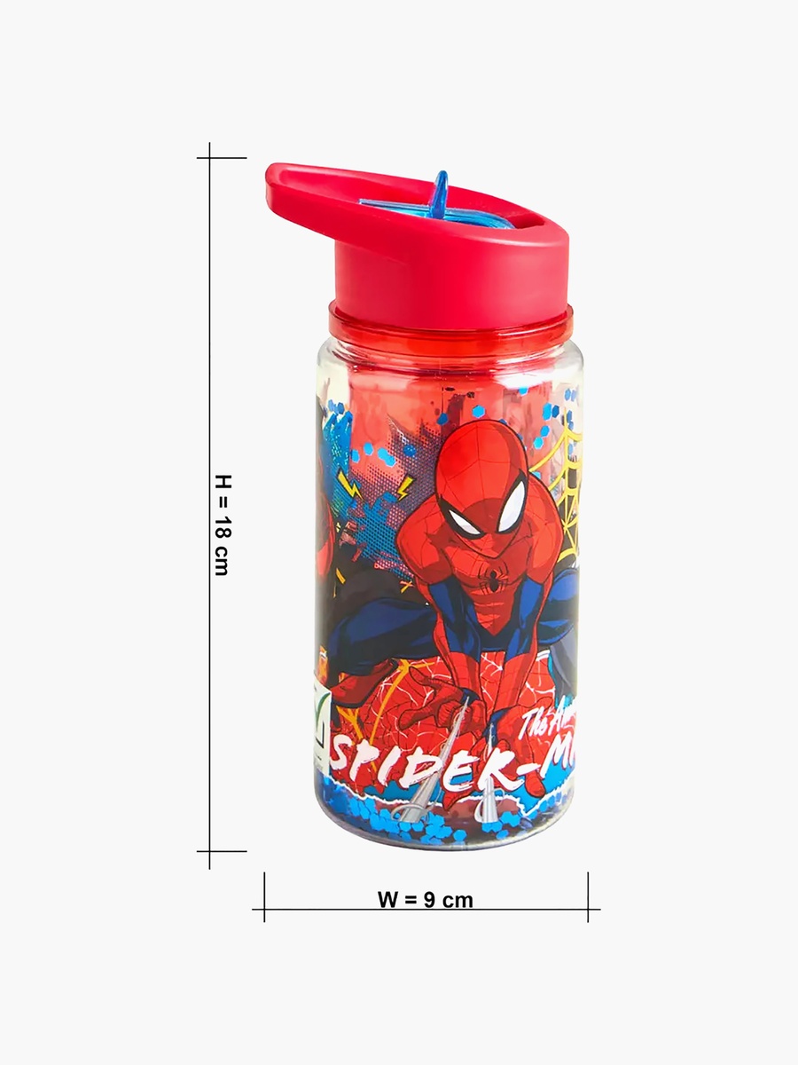 Spider-Man Print Water Bottle with Flip Spout and Handle - 330 ml